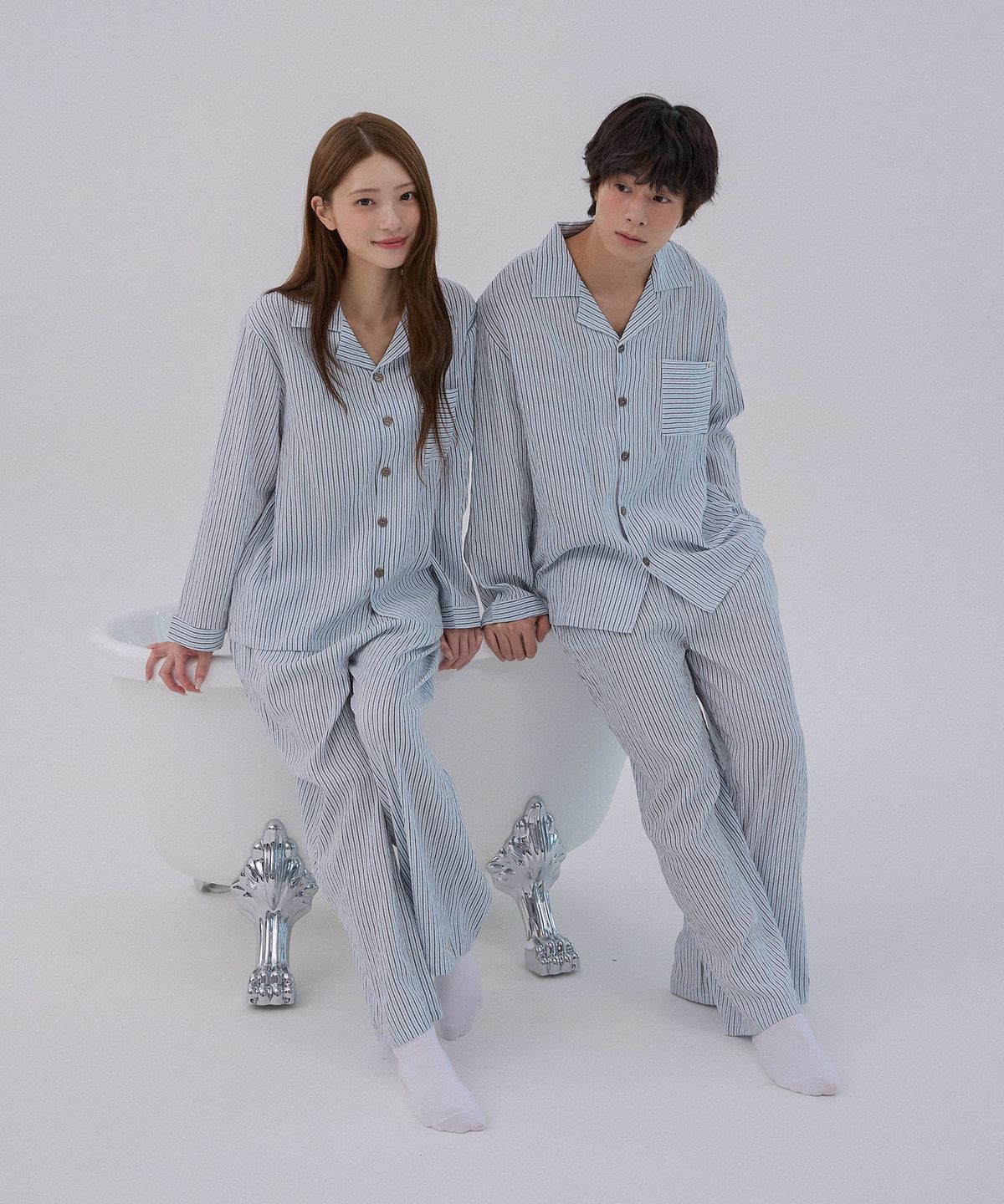 티세르(TESER) [uni] 헤이븐 블루 라이트스킨 긴팔 잠옷 세트