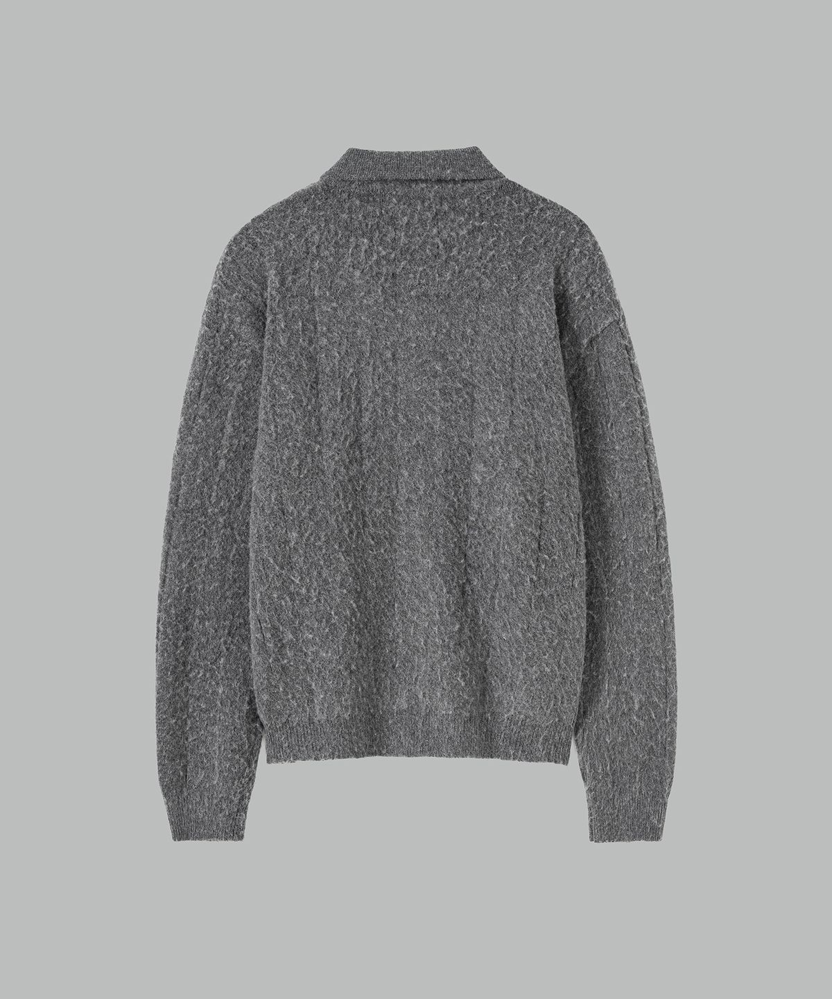 넌블랭크(NONBLANK) 브러쉬드 집 업 니트_DARK GREY