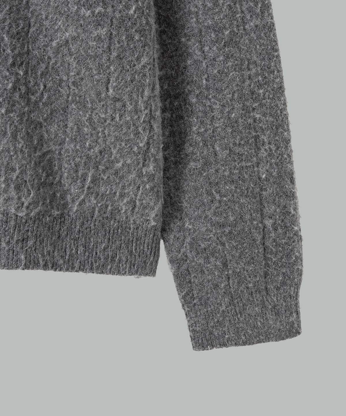 넌블랭크(NONBLANK) 브러쉬드 집 업 니트_DARK GREY