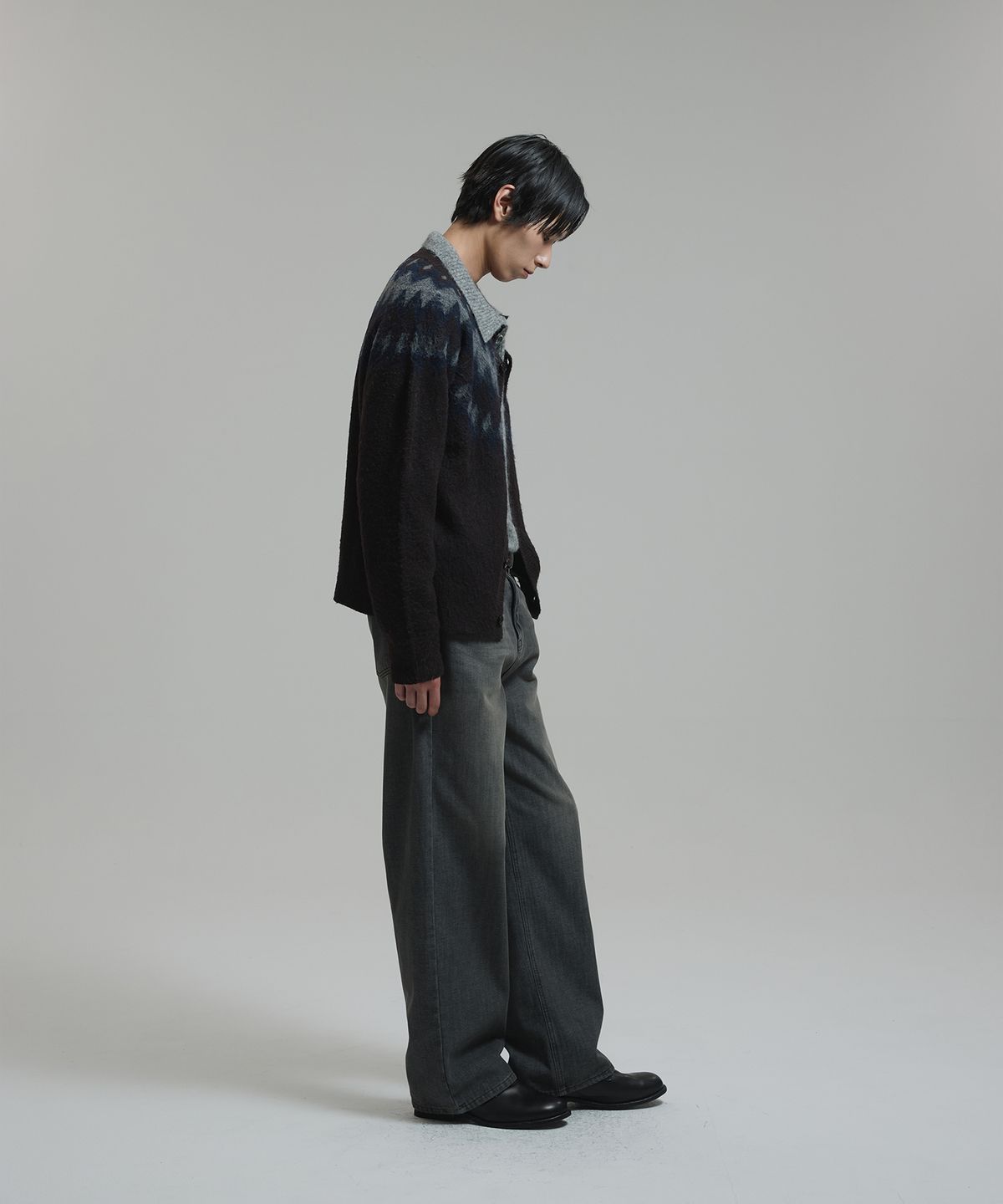 넌블랭크(NONBLANK) 브러쉬드 자카드 노르딕 가디건_BROWN