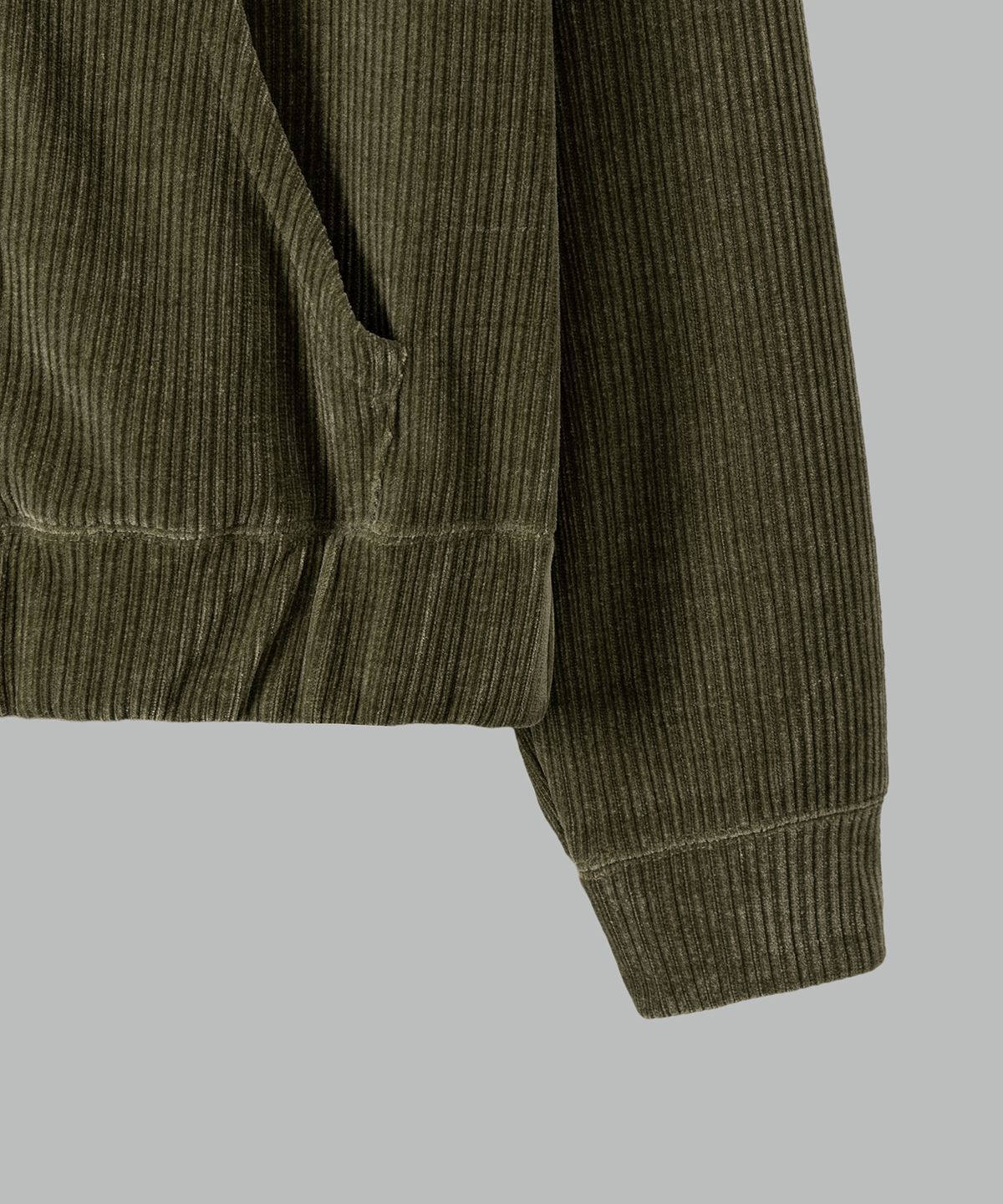 넌블랭크(NONBLANK) 벨로어 코듀로이 크롭 후드 집업_KHAKI
