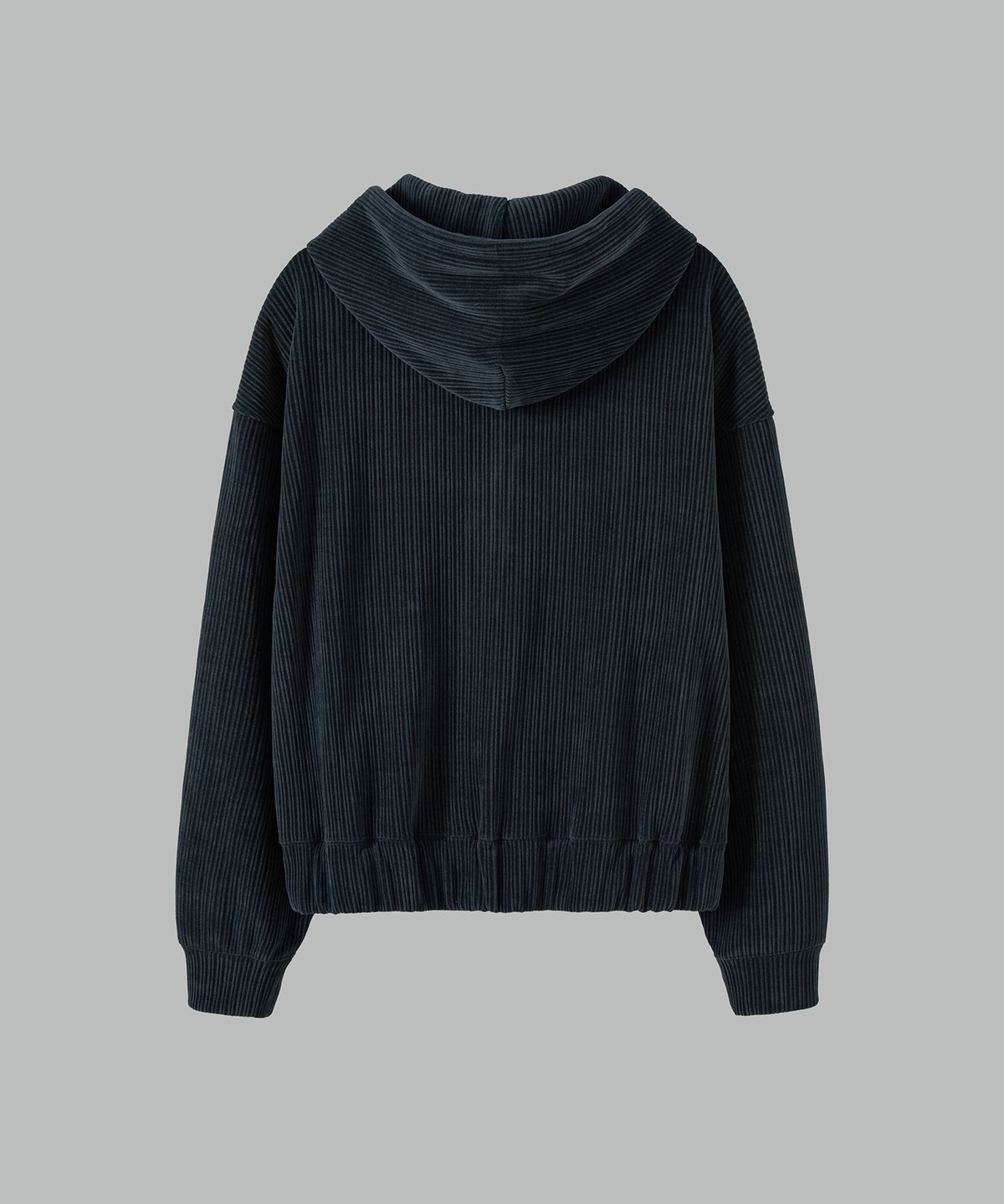 넌블랭크(NONBLANK) 벨로어 코듀로이 크롭 후드 집업_NAVY