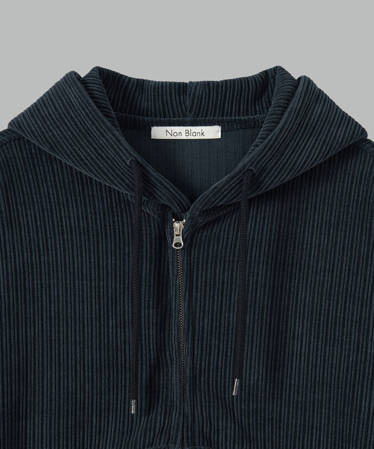 넌블랭크(NONBLANK) 벨로어 코듀로이 크롭 후드 집업_NAVY