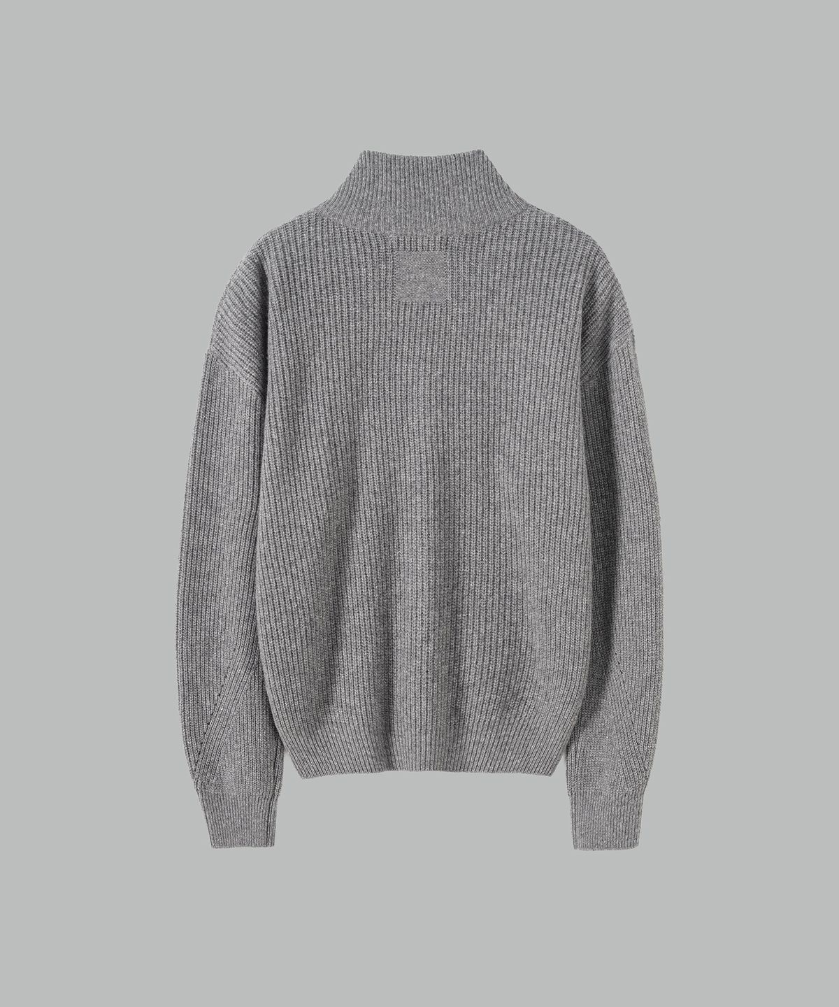 넌블랭크(NONBLANK) 캐시미어 블렌드 루즈 핏 하프 집업 칼라 니트_MELANGE GREY