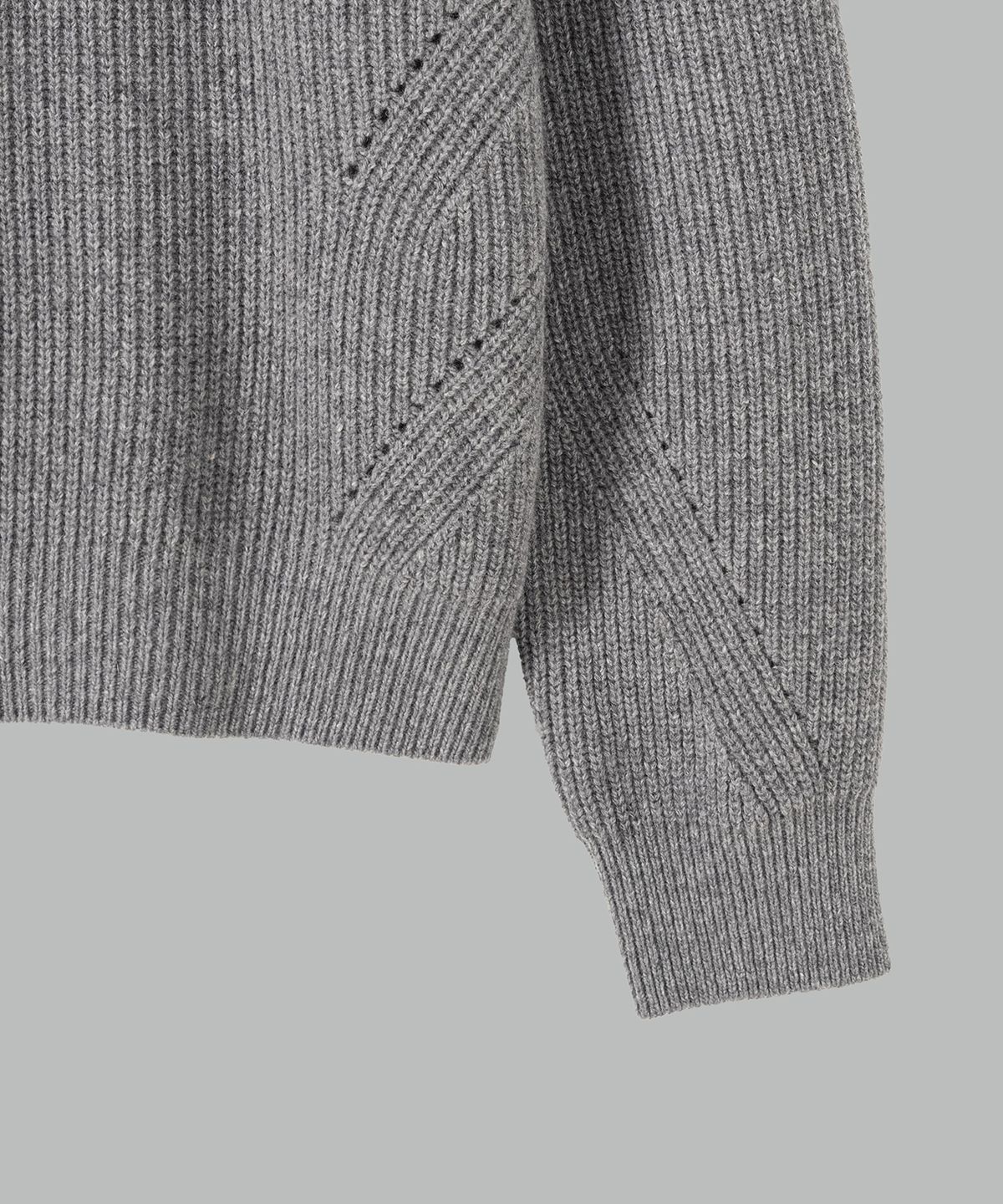 넌블랭크(NONBLANK) 캐시미어 블렌드 루즈 핏 하프 집업 칼라 니트_MELANGE GREY