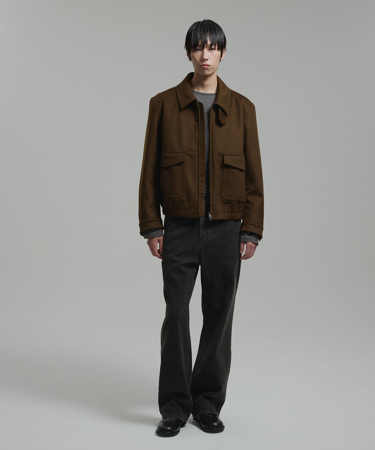 넌블랭크(NONBLANK) 신세틱 스웨이드 집업 자켓_BROWN