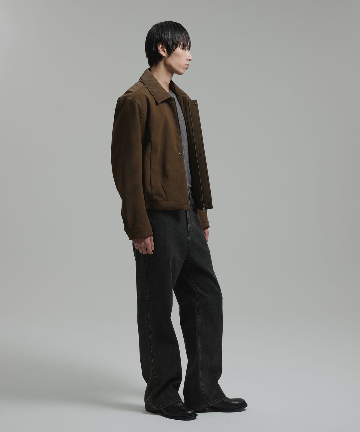 넌블랭크(NONBLANK) 신세틱 스웨이드 집업 자켓_BROWN