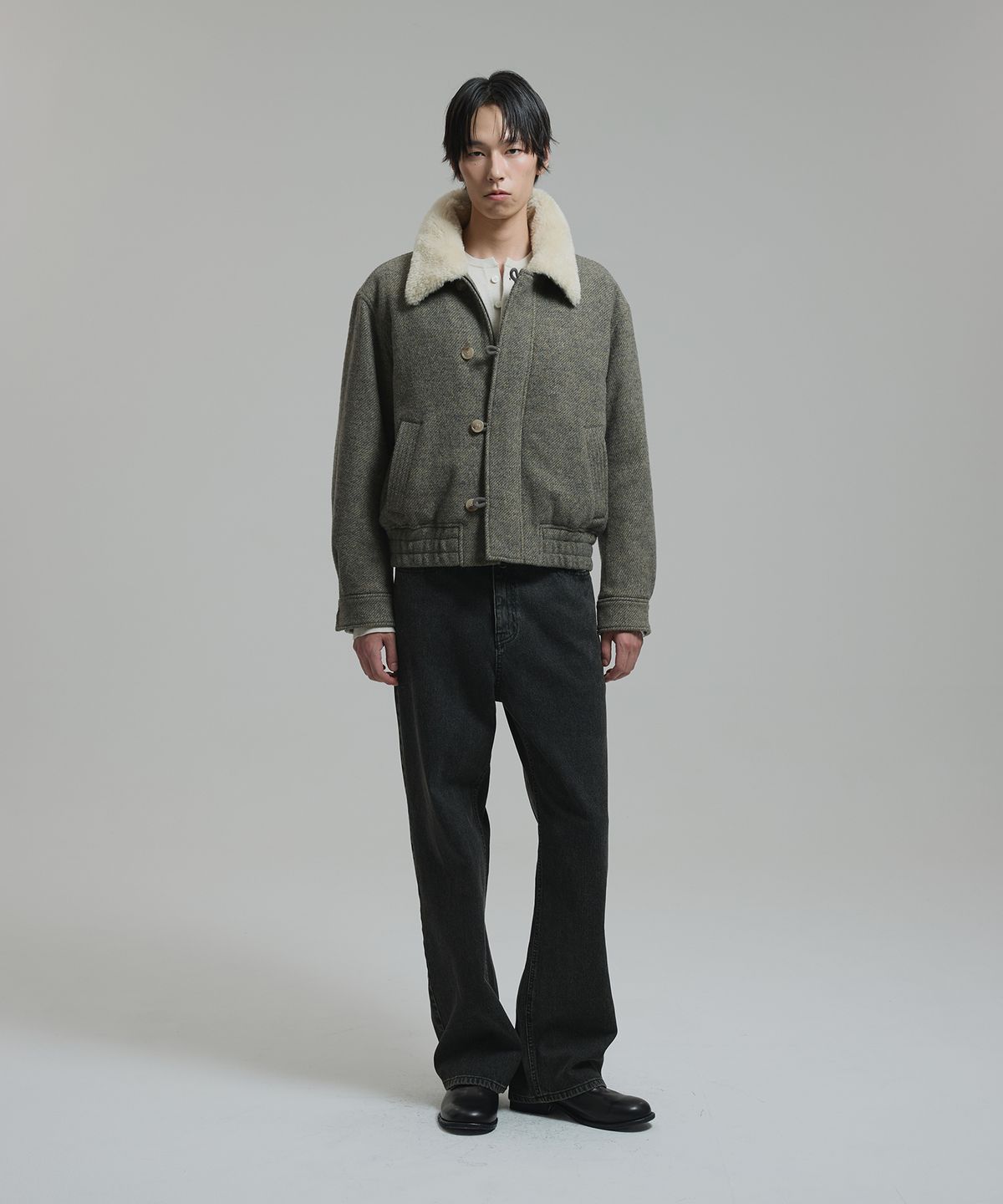 넌블랭크(NONBLANK) 울블렌드 트윌 N2B 점퍼_GREY BEIGE