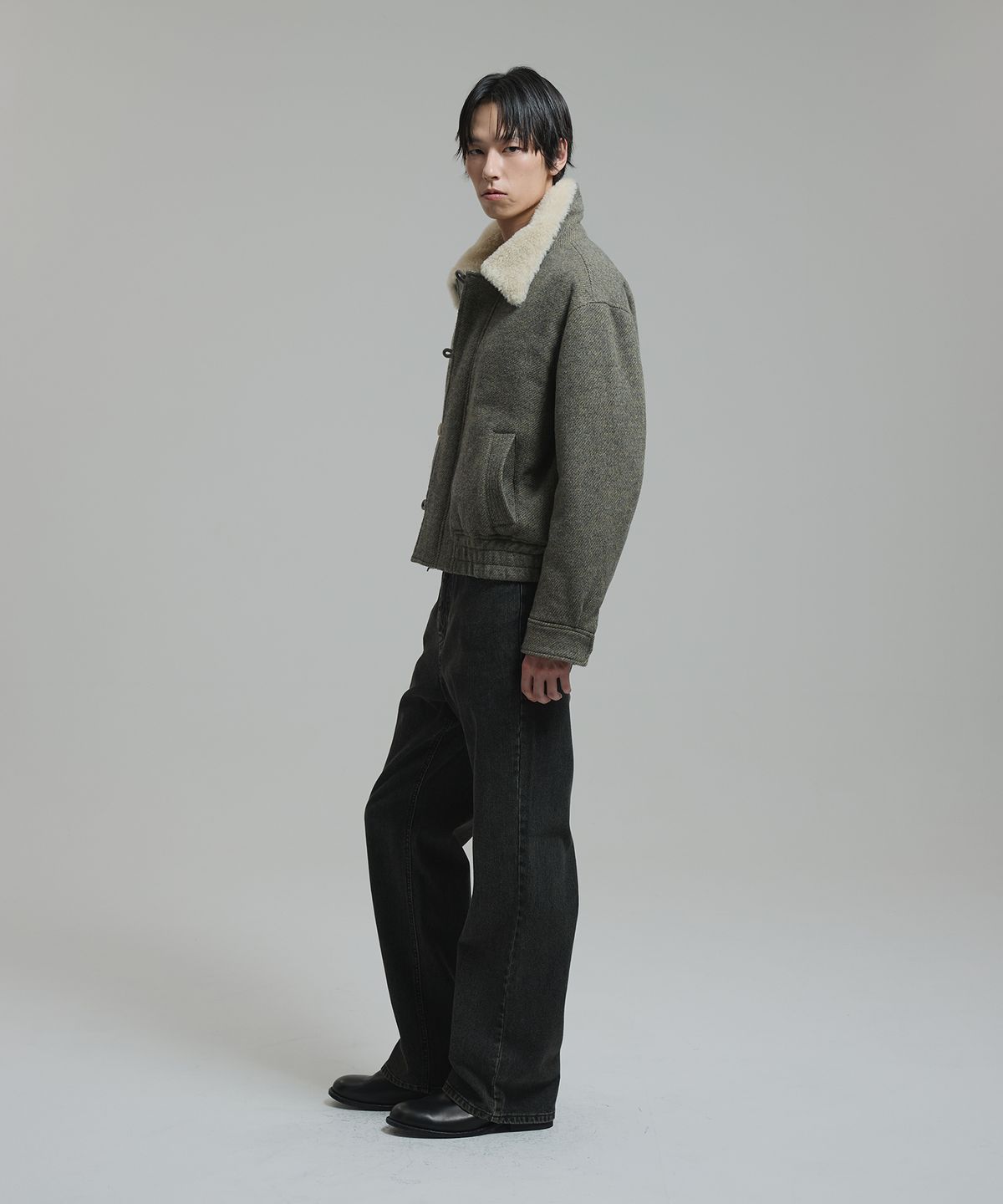 넌블랭크(NONBLANK) 울블렌드 트윌 N2B 점퍼_GREY BEIGE