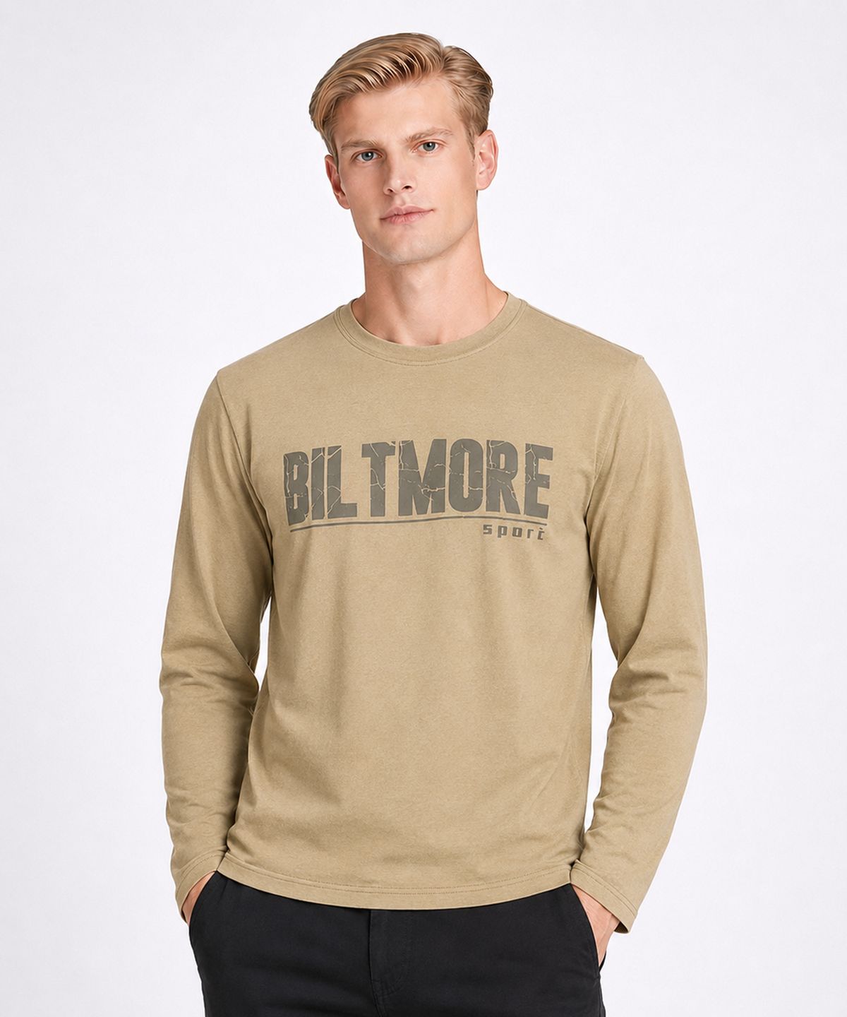 빌트모아(BILTMORE) 남성 로고 레터링 프린트 라운드 롱슬리브