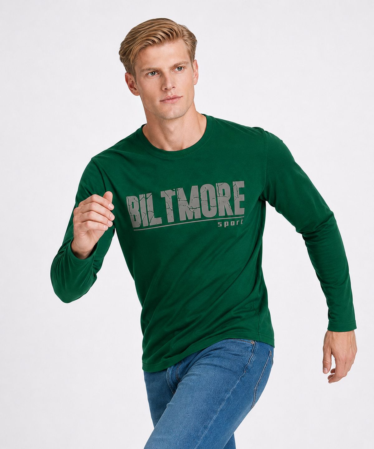 빌트모아(BILTMORE) 남성 로고 레터링 프린트 라운드 롱슬리브