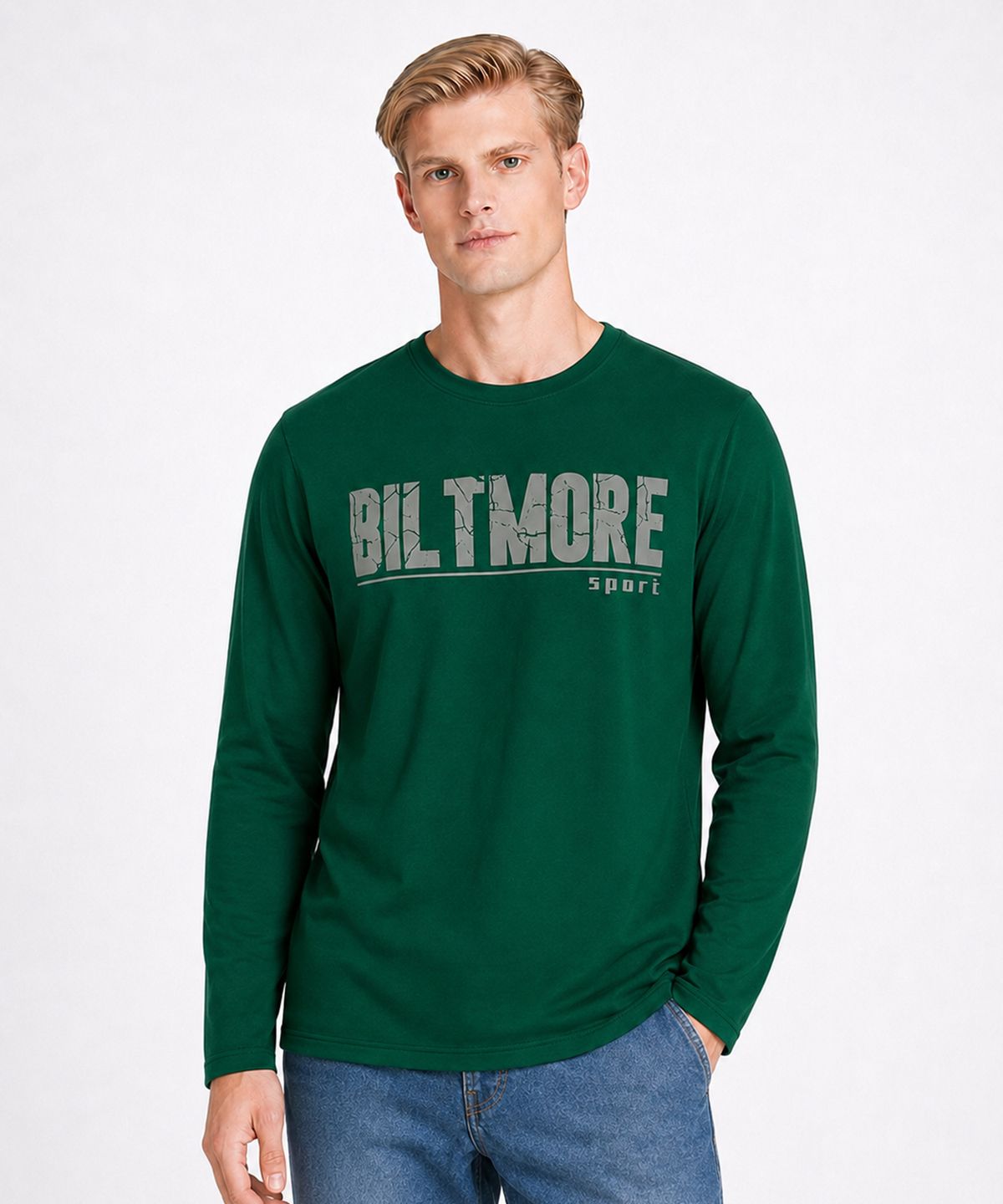 빌트모아(BILTMORE) 남성 로고 레터링 프린트 라운드 롱슬리브