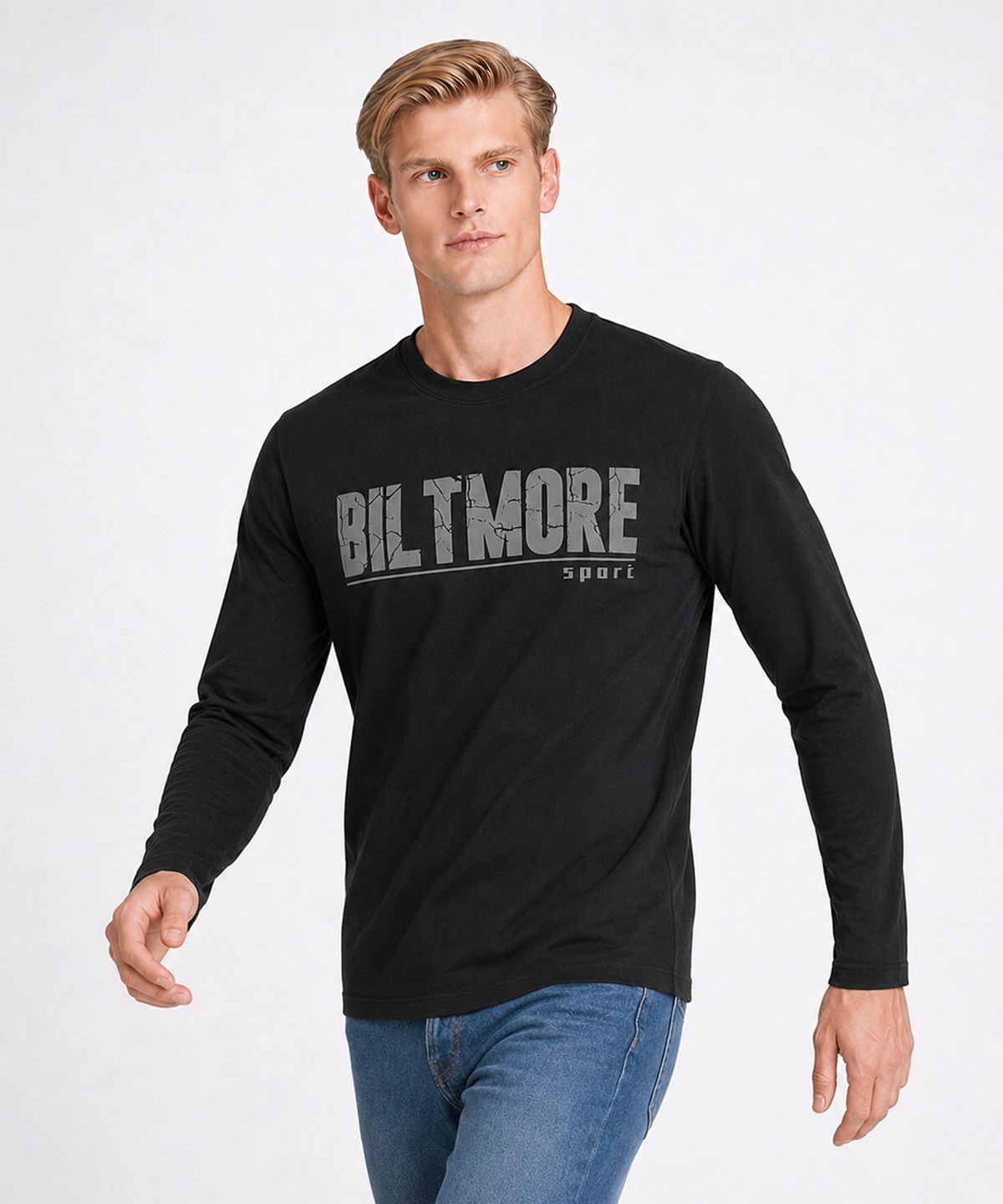 빌트모아(BILTMORE) 남성 로고 레터링 프린트 라운드 롱슬리브