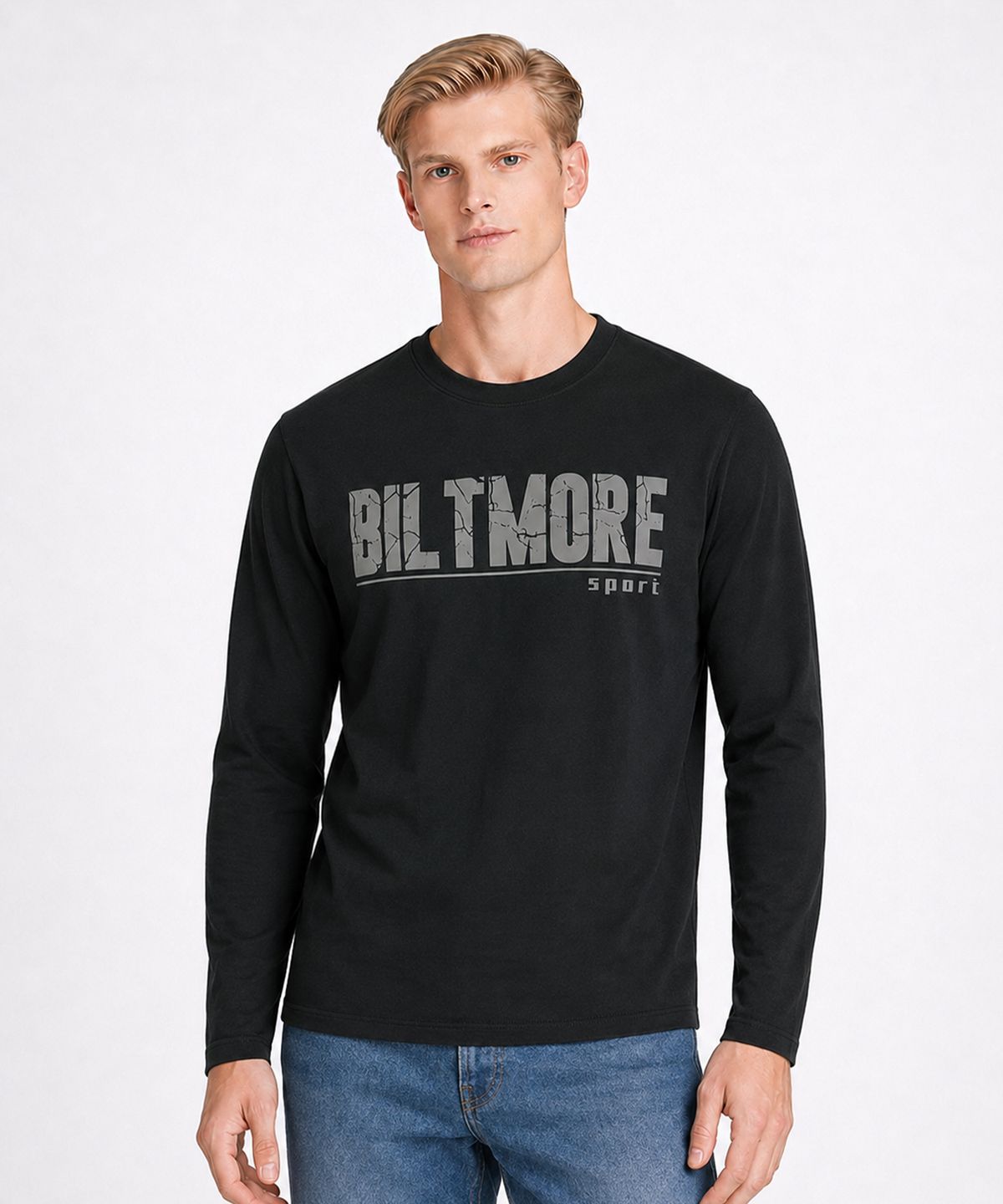 빌트모아(BILTMORE) 남성 로고 레터링 프린트 라운드 롱슬리브