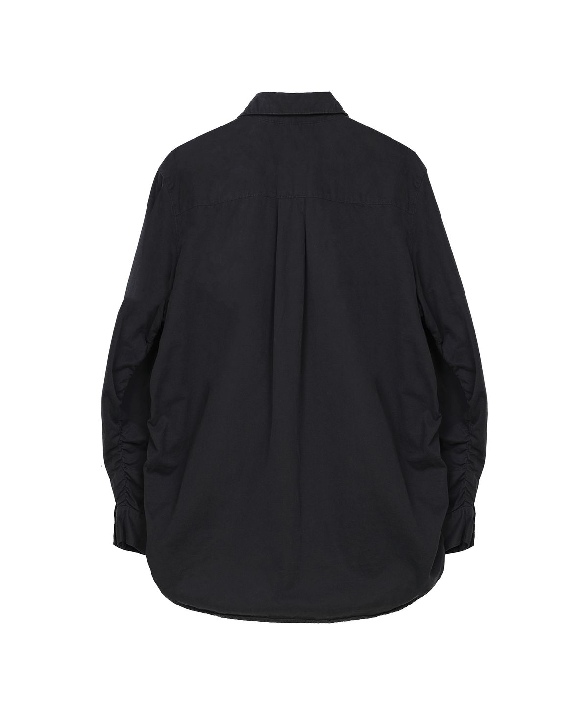 더뮤지엄비지터(THEMUSEUMVISITOR) SHIRRING ZIP-UP SHIRT (NAVY)