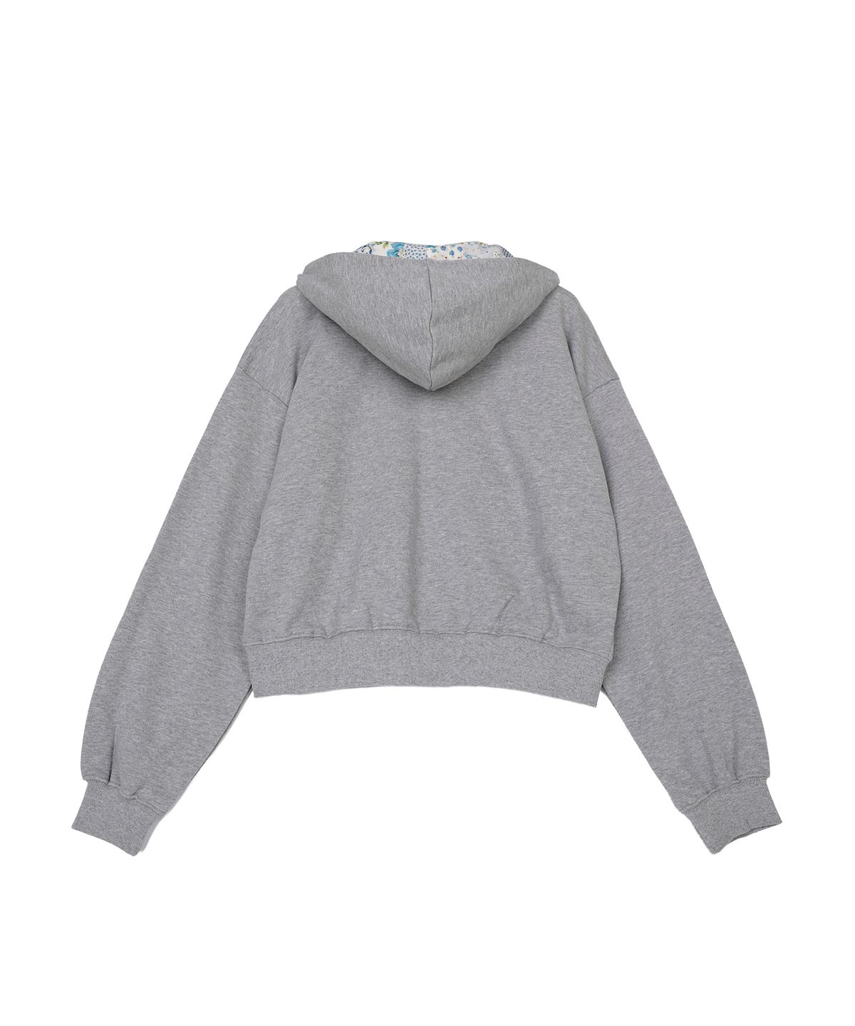 더뮤지엄비지터(THEMUSEUMVISITOR) VINTAGE FLOWER ZIP-UP HOODIE (MELANGE GREY)