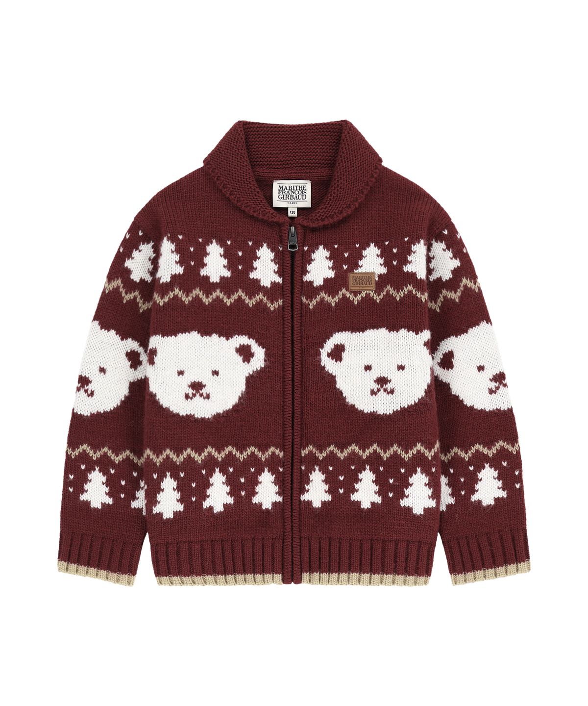 마리떼 키즈(MARITHÉ KIDS) KIDS NORDIC KNIT ZIP-UP CARDIGAN burgundy