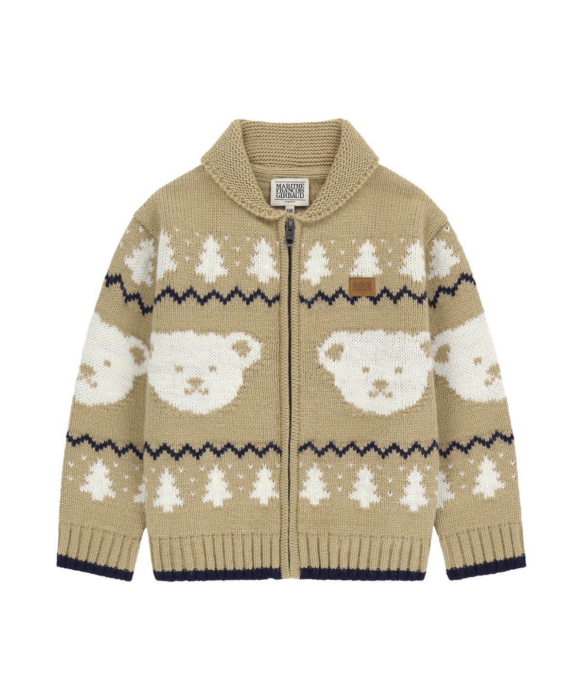 마리떼 키즈(MARITHÉ KIDS) KIDS NORDIC KNIT ZIP-UP CARDIGAN beige