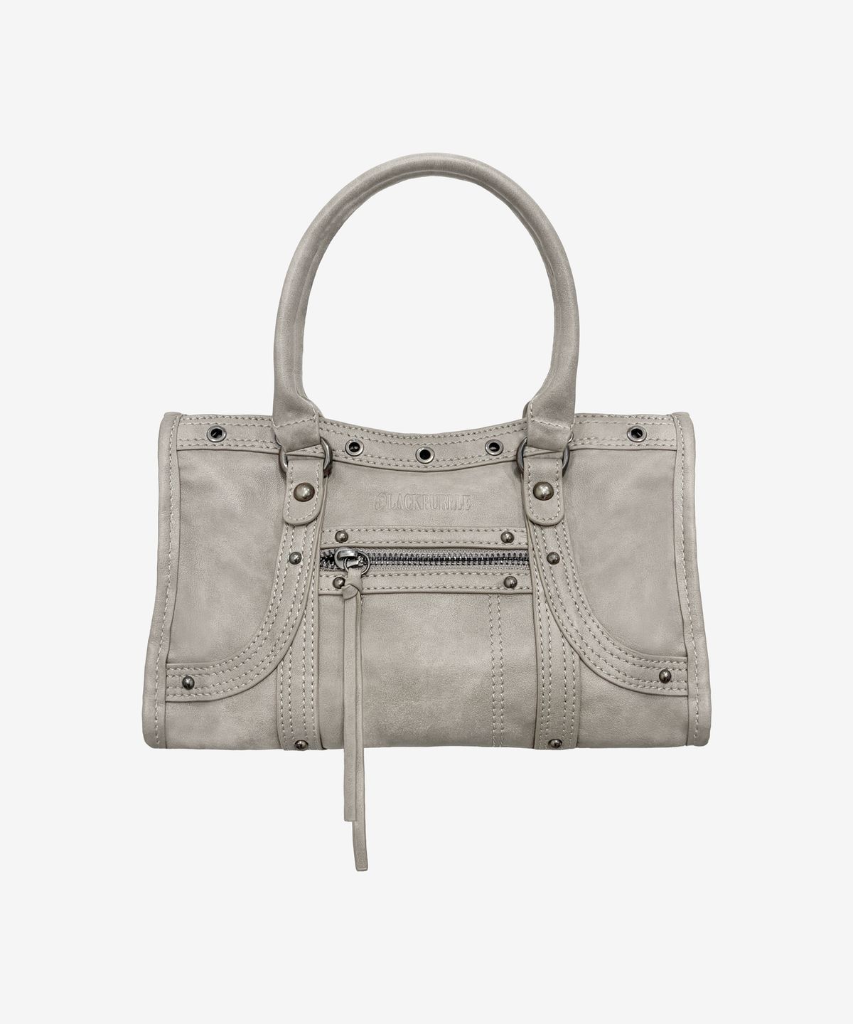 블랙 퍼플(BLACK PURPLE) 벨튼 로고 미니 토트백_스톤 그레이 Velton Logo Mini Tote Bag_Stone Gray