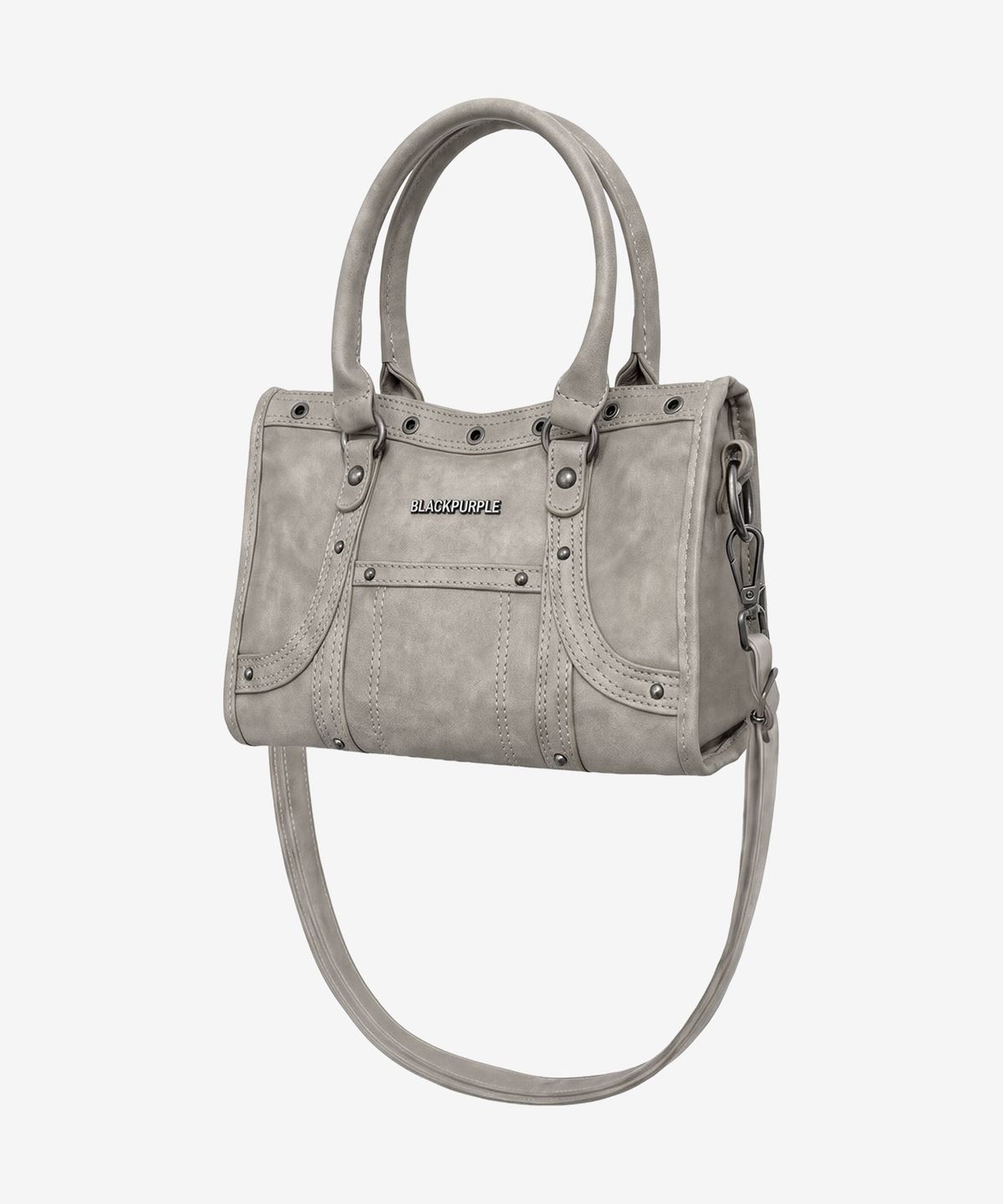 블랙 퍼플(BLACK PURPLE) 벨튼 로고 미니 토트백_스톤 그레이 Velton Logo Mini Tote Bag_Stone Gray