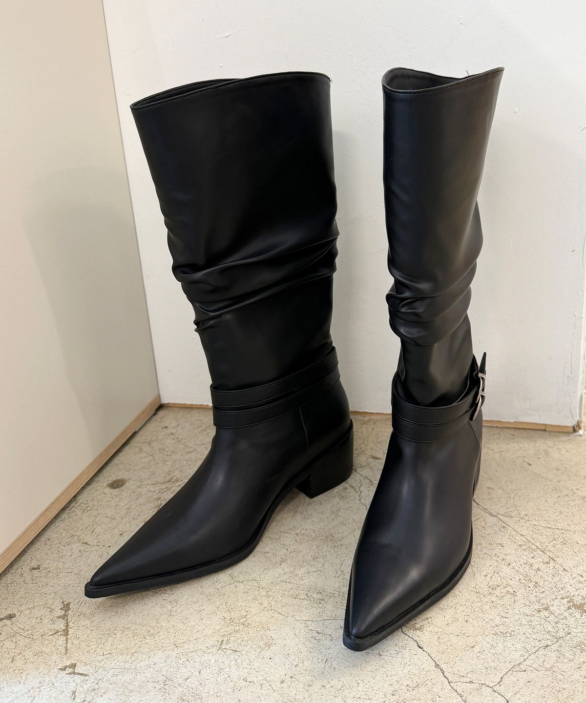 메티에(METIER) me542 Slouch dubble buckle  long boots 슬라우치 더블 버클 부츠 6cm