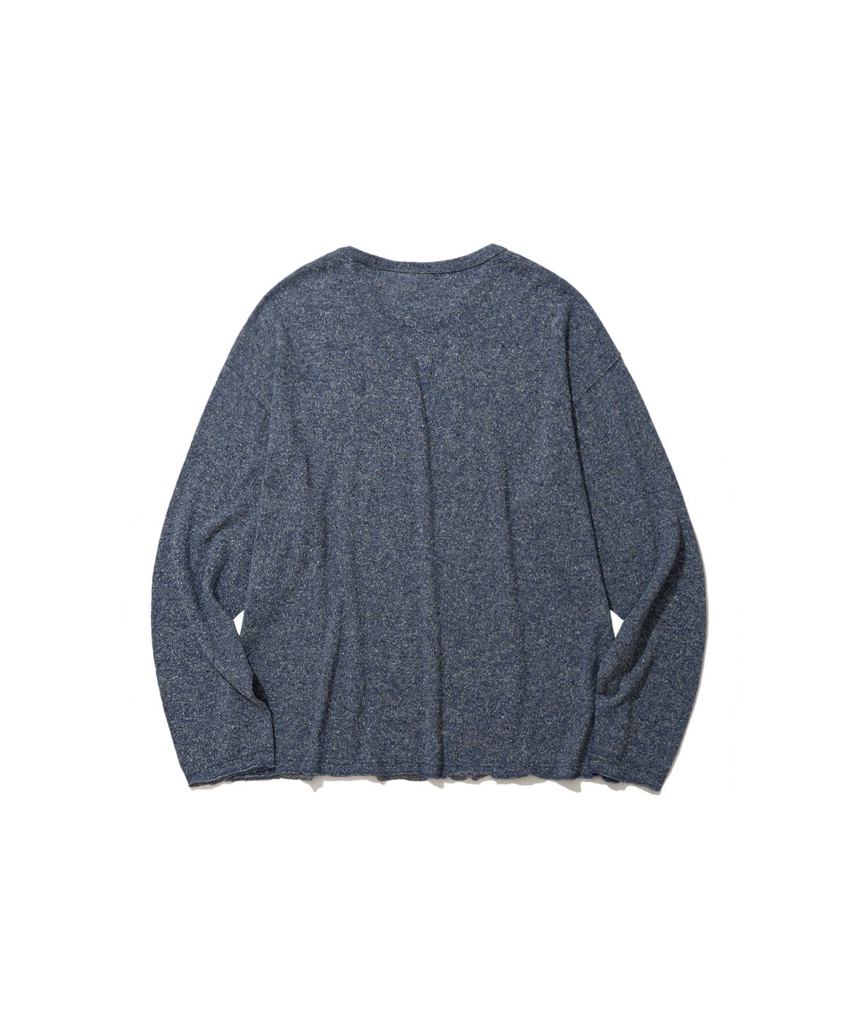 앵글런(ANGLAN) Nep Yarn Appliqué Long-Sleeve - Blue
