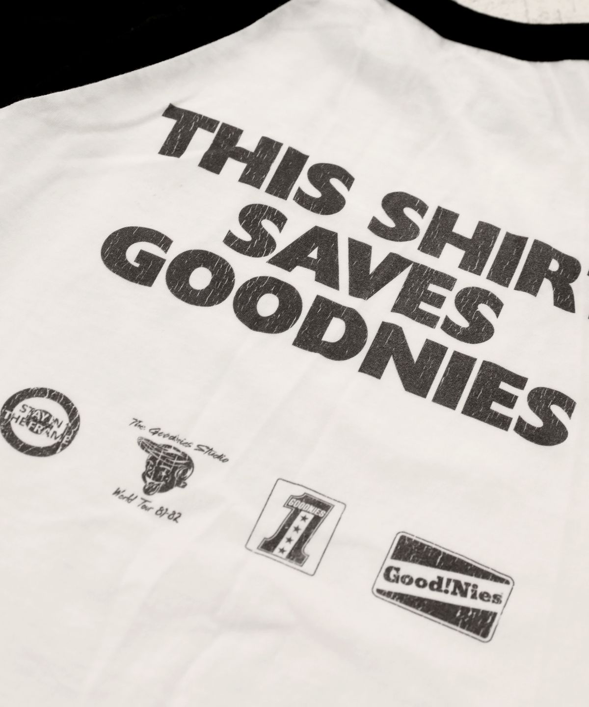 굿니스(GOODNIES) LIVE GOOD. 3/4 Sleeve Raglan T-Shirt