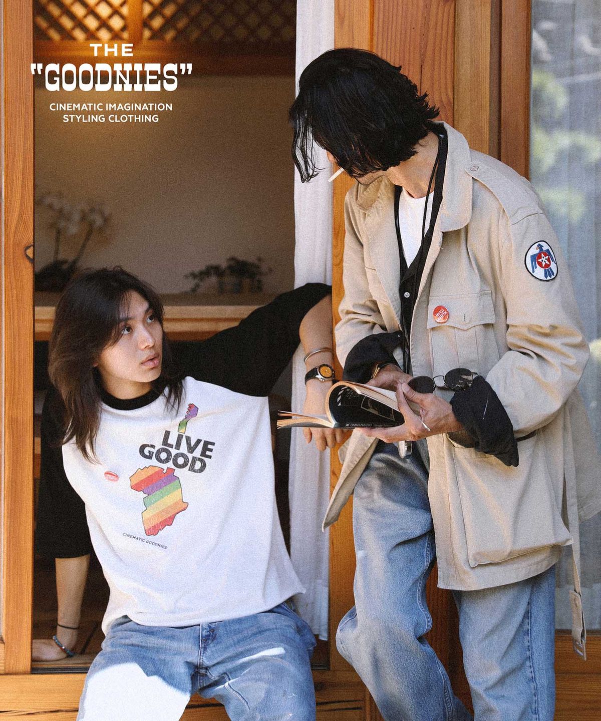 굿니스(GOODNIES) LIVE GOOD. 3/4 Sleeve Raglan T-Shirt