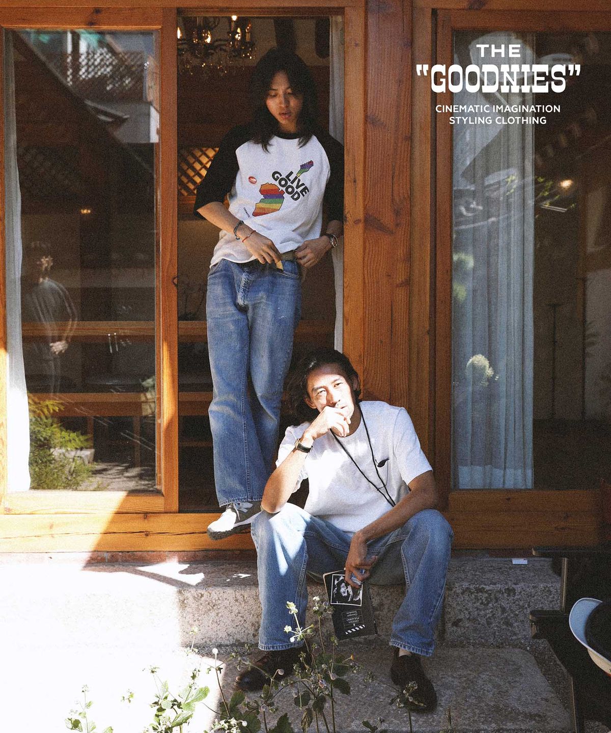 굿니스(GOODNIES) LIVE GOOD. 3/4 Sleeve Raglan T-Shirt