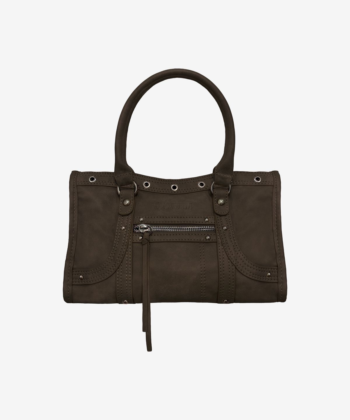 블랙 퍼플(BLACK PURPLE) 벨튼 로고 미니 토트백_카키 Velton Logo Mini Tote Bag_Khaki