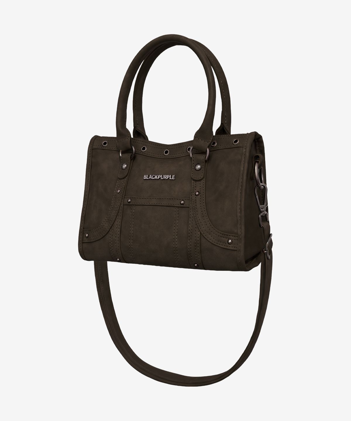 블랙 퍼플(BLACK PURPLE) 벨튼 로고 미니 토트백_카키 Velton Logo Mini Tote Bag_Khaki
