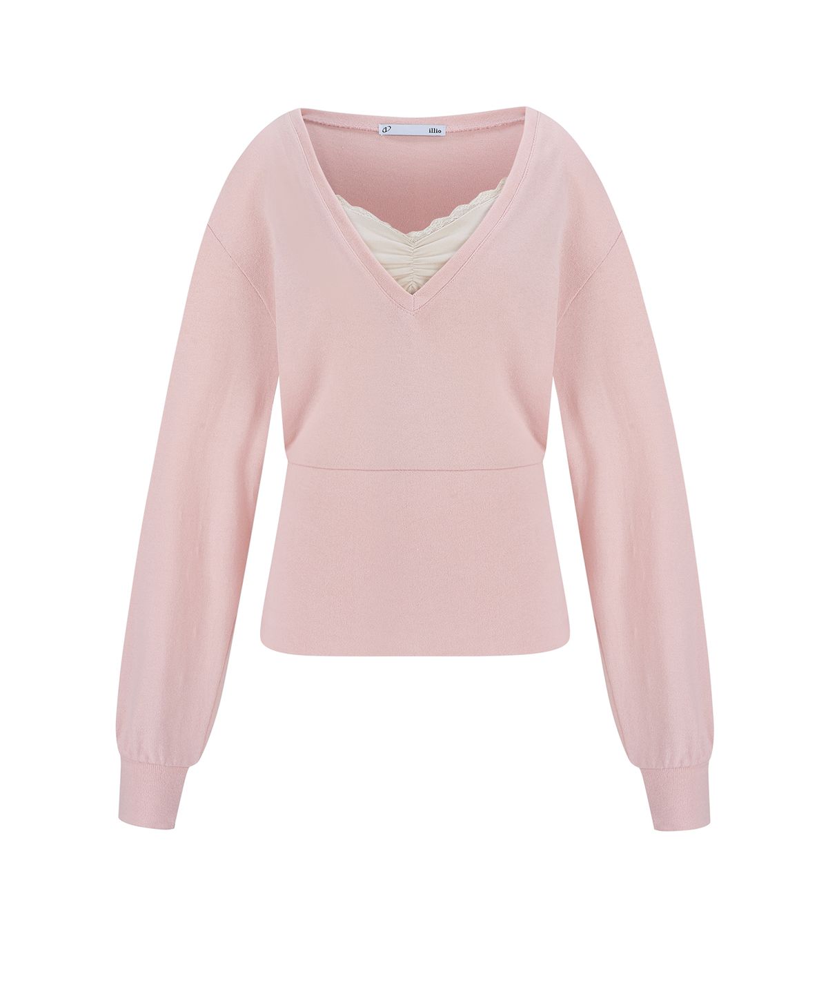 일리오(ILLIO) Pink Shaped layered V-neck knit