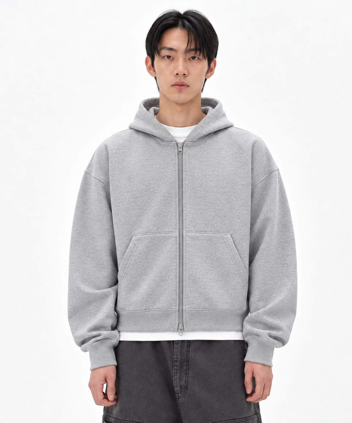 언아웃핏(AOTT) 세미 크롭핏 후드집업 2COLOR