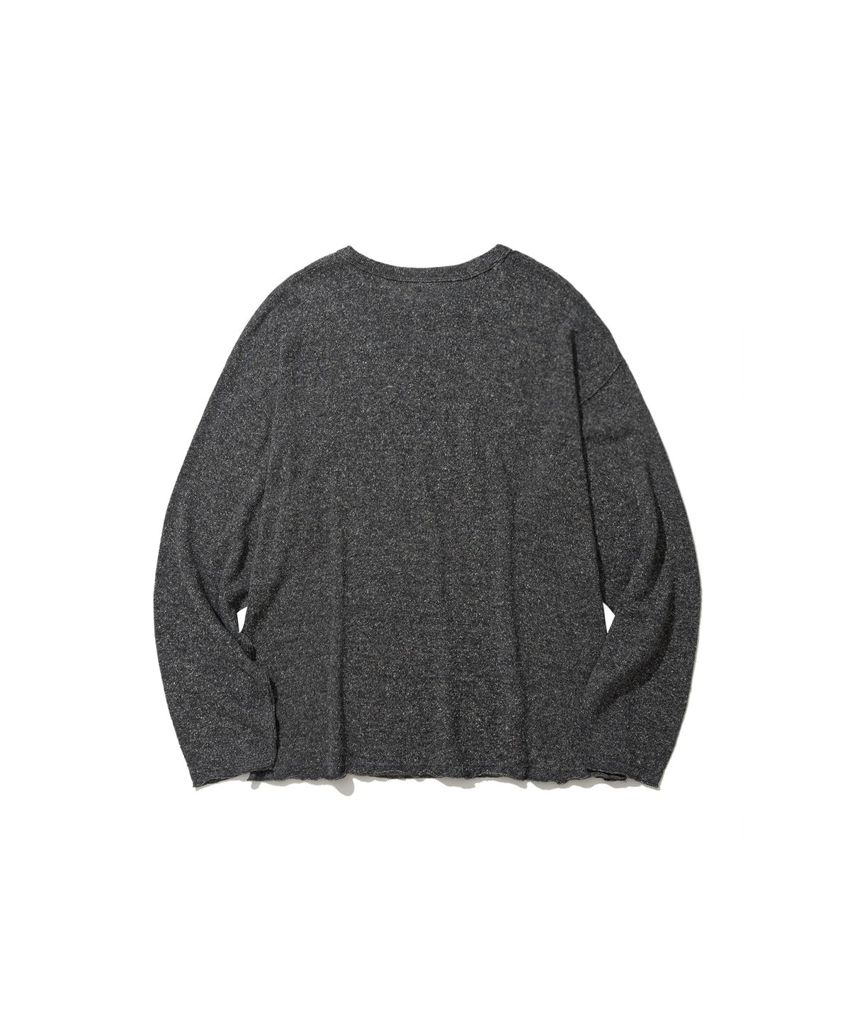 앵글런(ANGLAN) Nep Yarn Appliqué Long-Sleeve - Charcoal