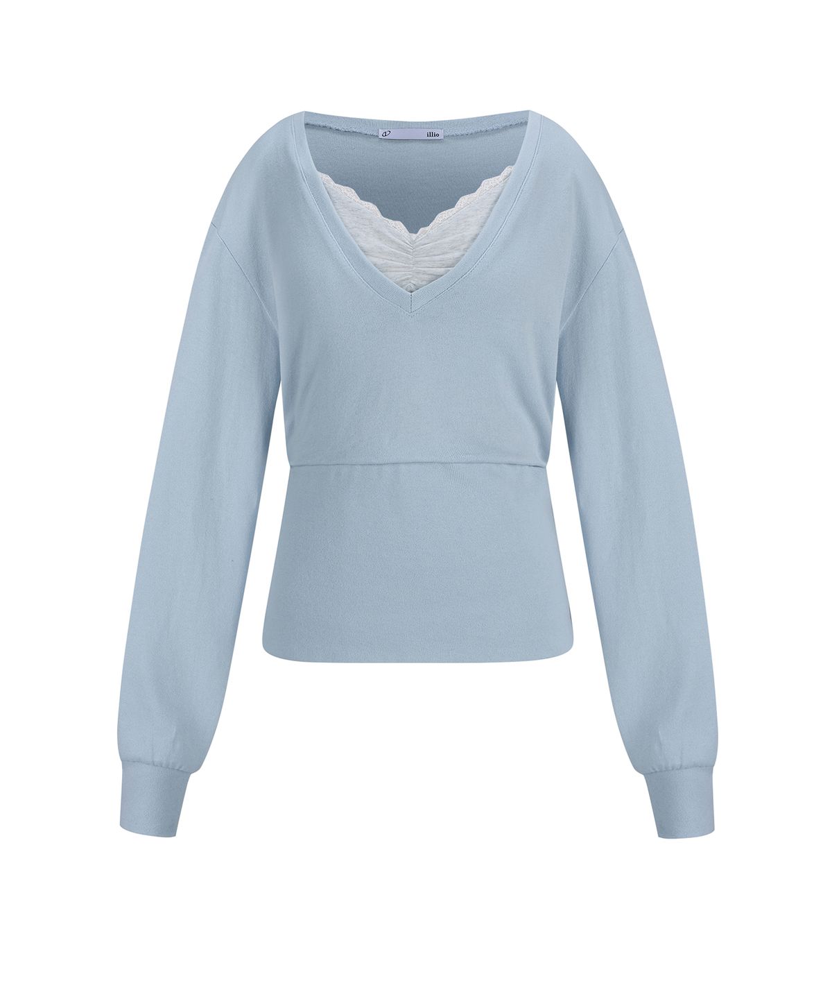일리오(ILLIO) Blue Shaped layered V-neck knit