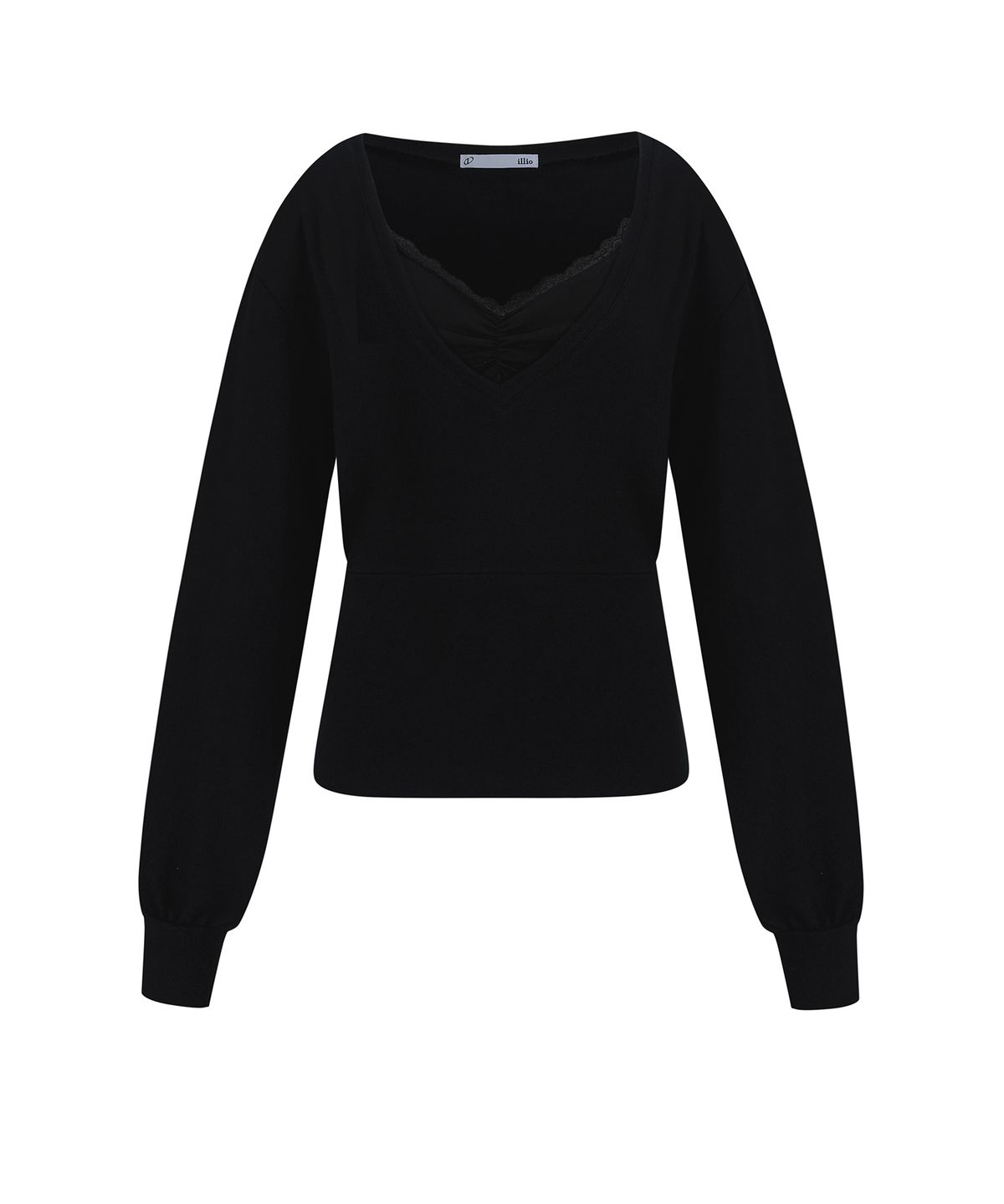 일리오(ILLIO) Black shaped layered V-neck knit