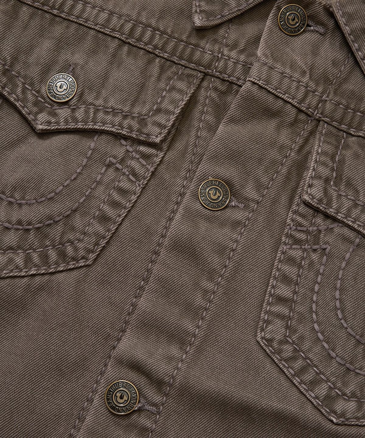 트루릴리젼(TRUERELIGION) Big T Washed Denim Trucker Jacket - WASHED BROWN
