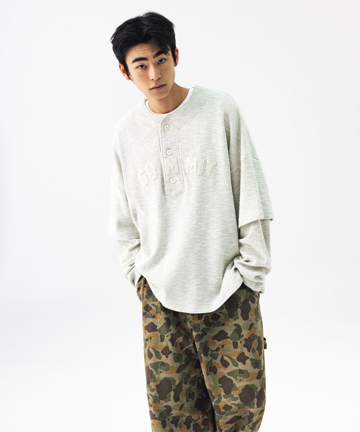 앵글런(ANGLAN) SUMMIT Baseball Pullover - Oatmeal