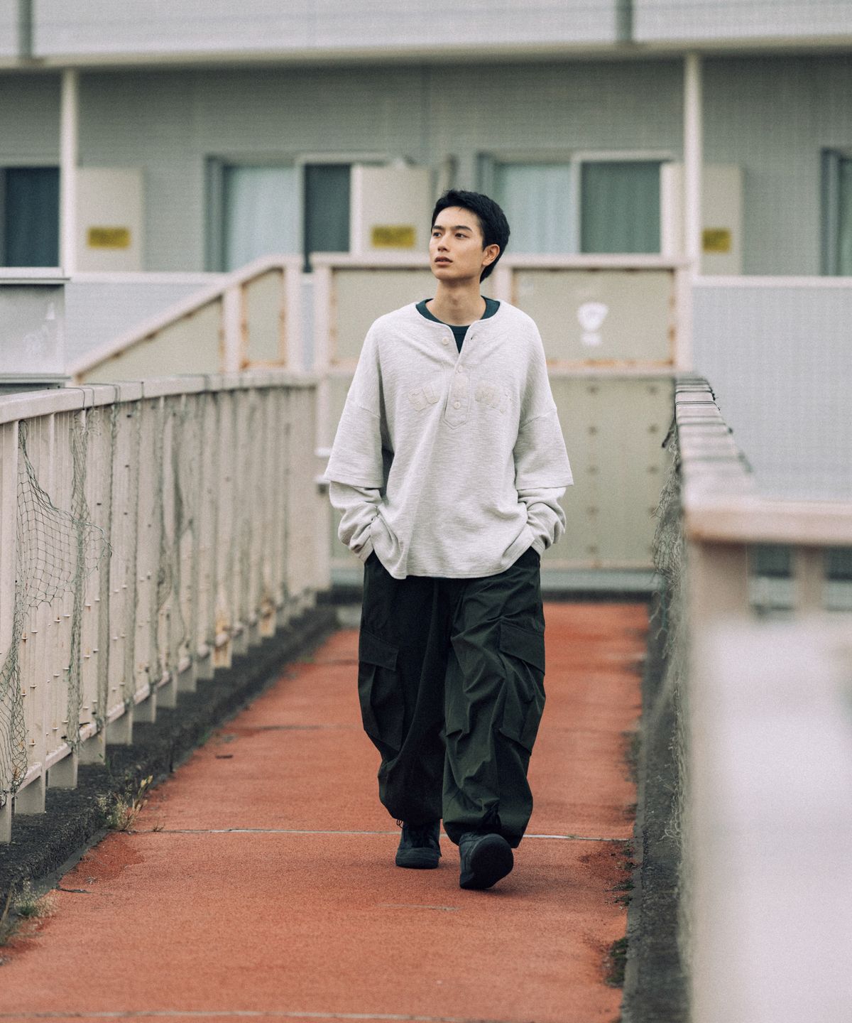앵글런(ANGLAN) SUMMIT Baseball Pullover - Oatmeal