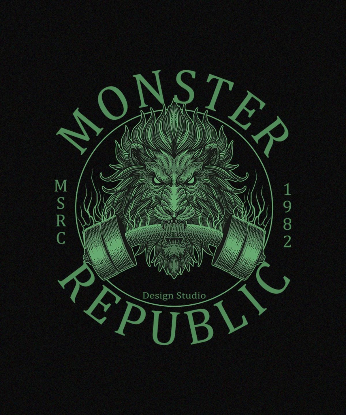 몬스터리퍼블릭(MONSTER REPUBLIC) 비스트 그린 오버핏 맨투맨 블랙