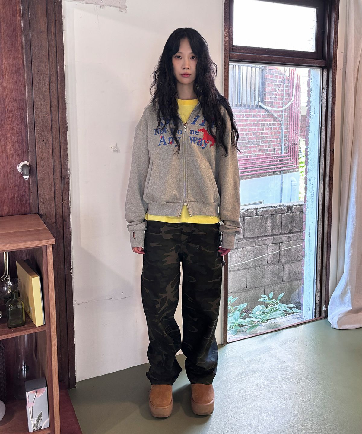 노디(NODI) 스틸 낫 후드 집업 멜란지 그레이