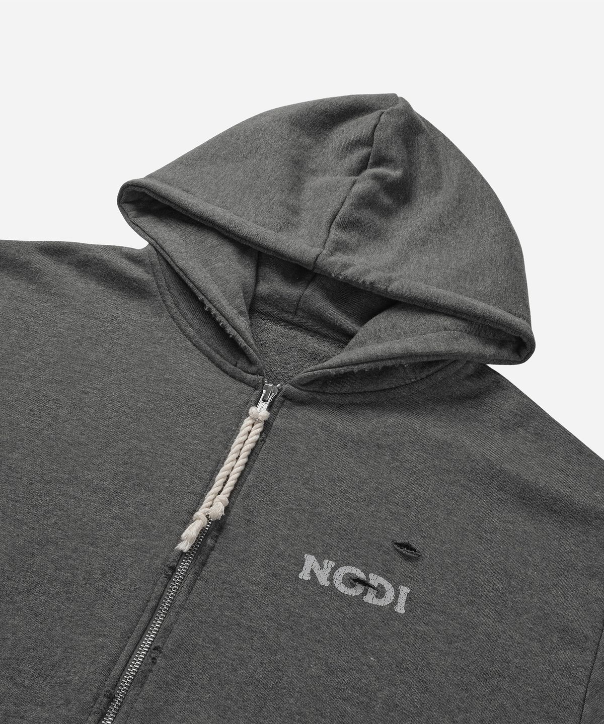 노디(NODI) 올드 마그넷 후드 집업 차콜 멜란지