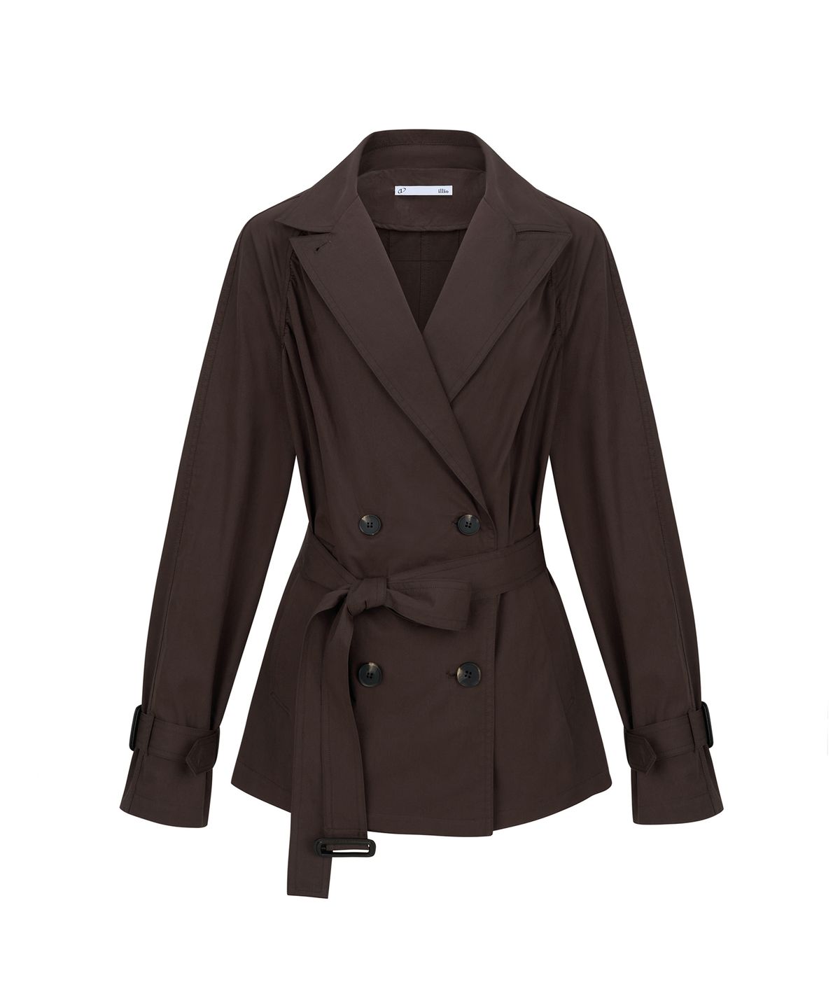 일리오(ILLIO) Brown Shirring half trench coat