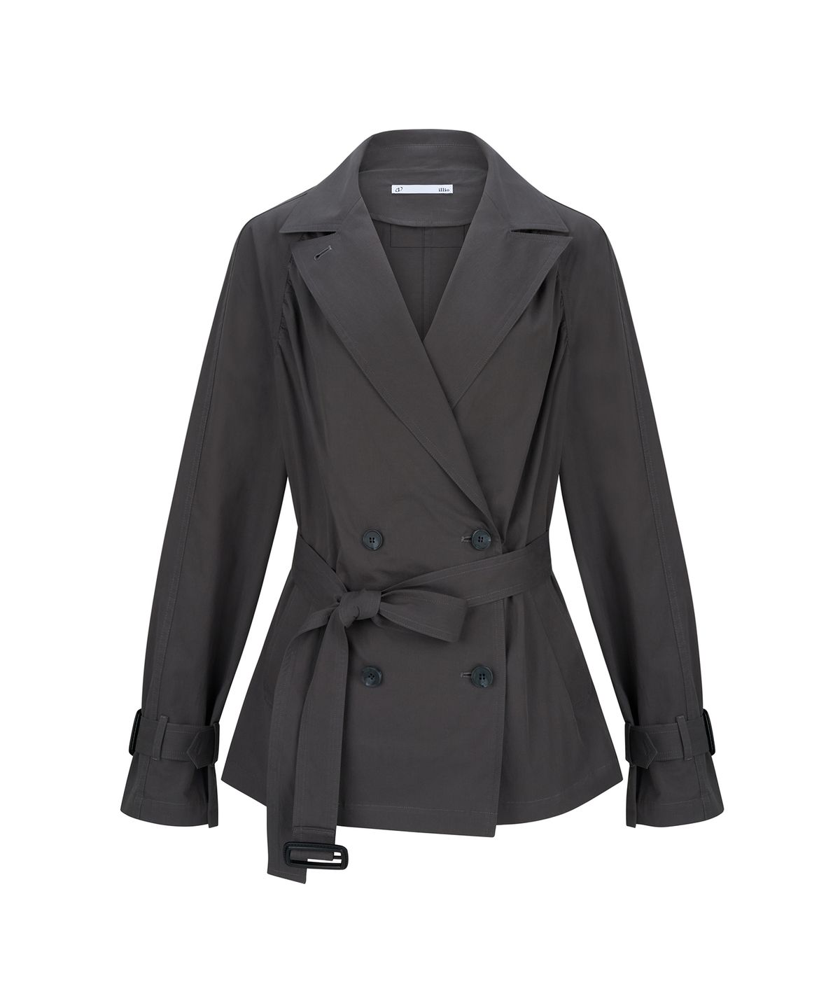 일리오(ILLIO) Charcoal Shirring half trench coat