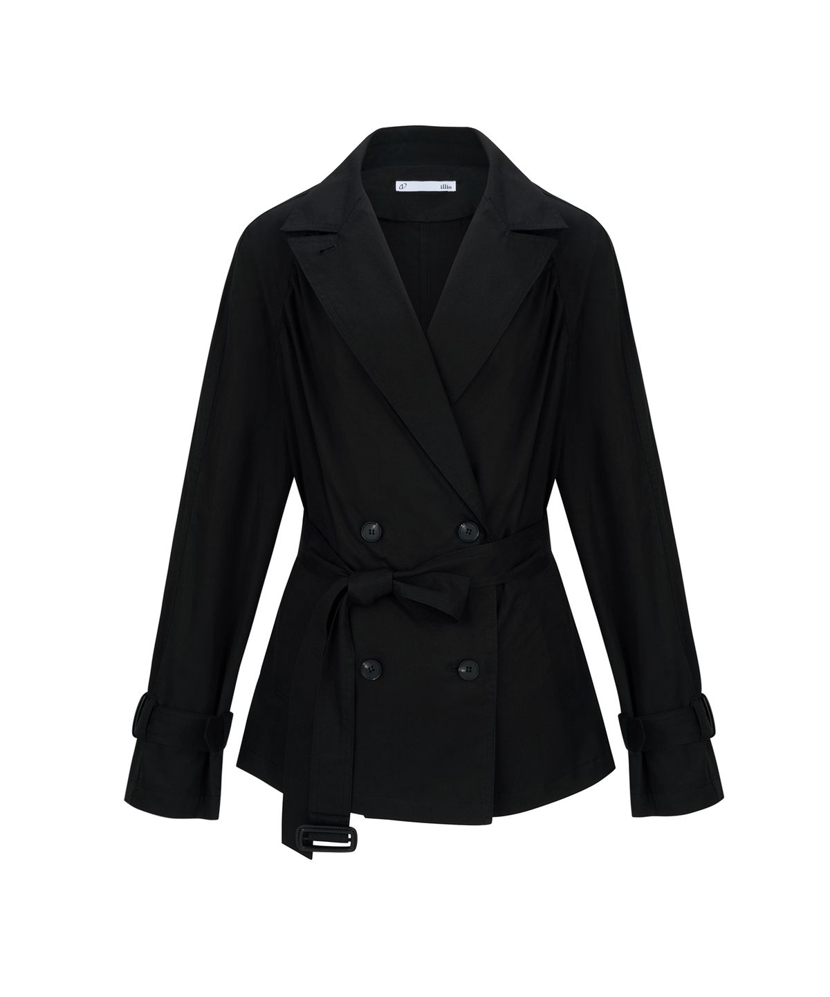 일리오(ILLIO) Black Shirring half trench coat