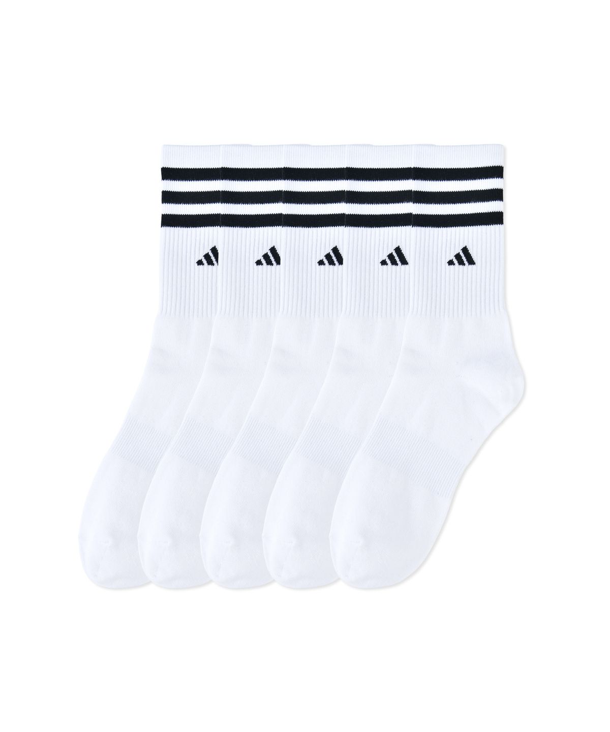 아디다스(ADIDAS) 스탠다드 삼선 블랙로고 쿠션 크루삭스 화이트 3팩