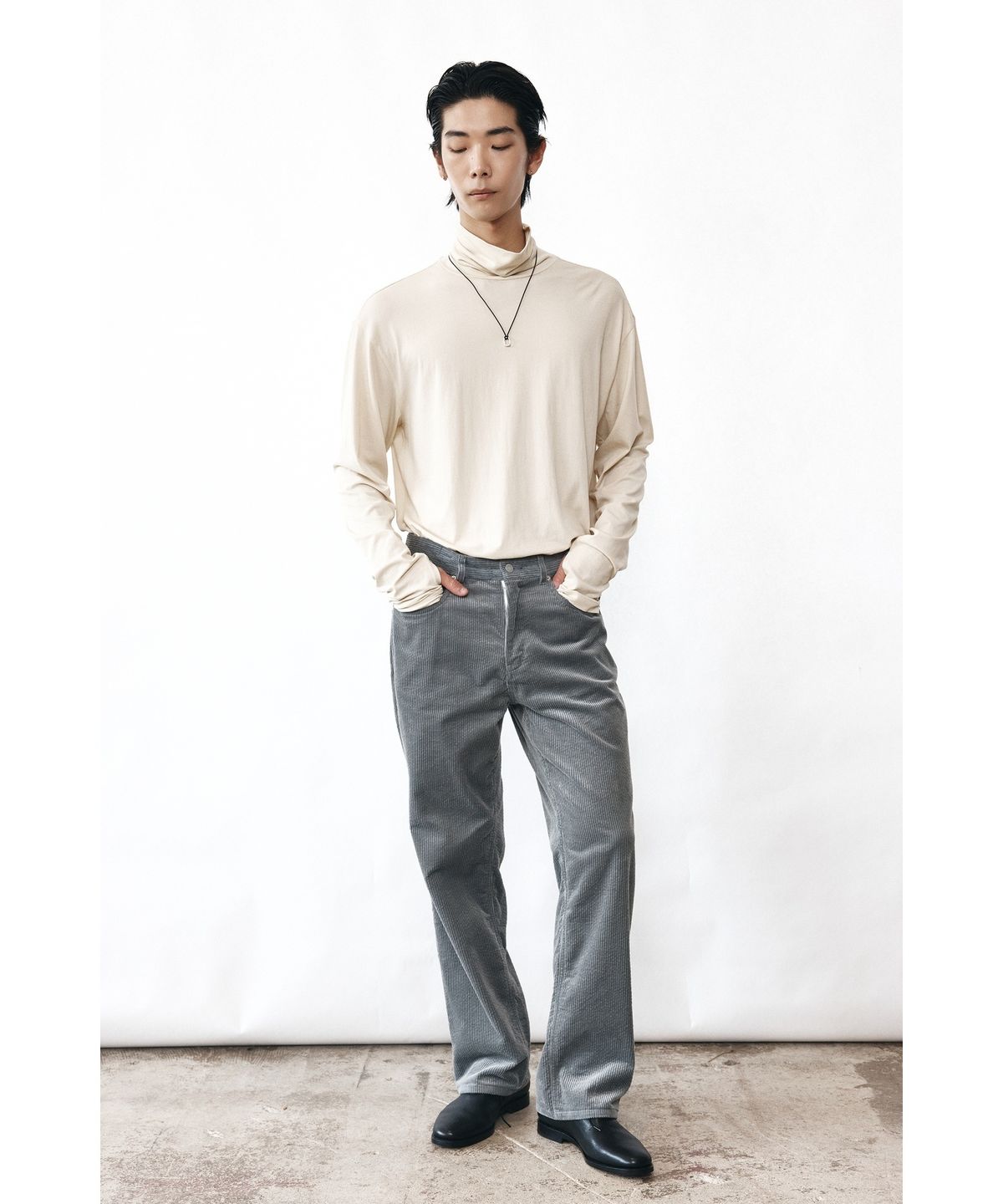 유스(YOUTH) Corduroy 5P Straight Pants - Light Grey
