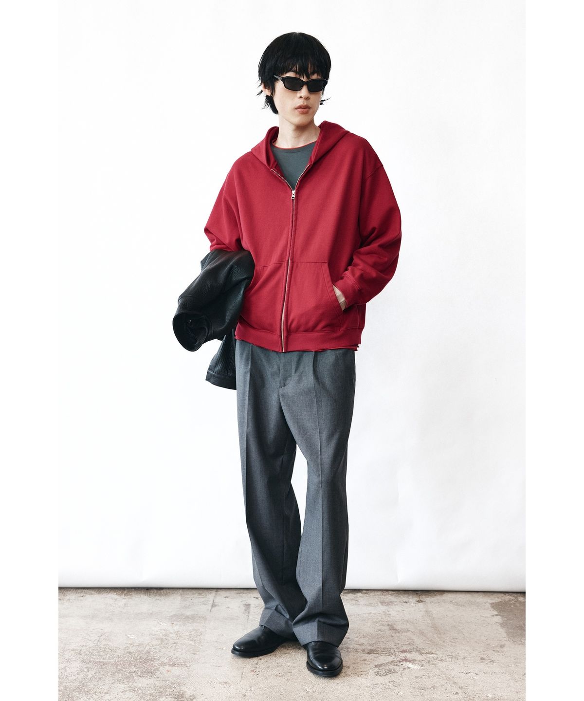 유스(YOUTH) Washed Hooded Zip-up - Red