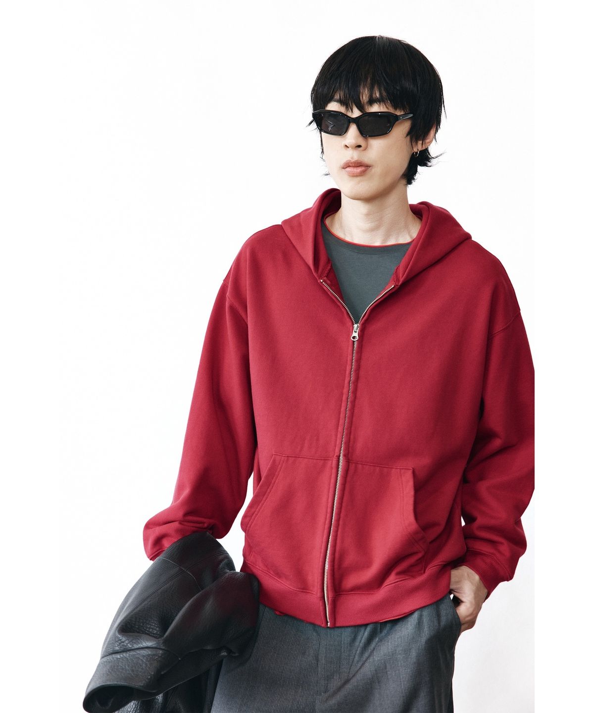 유스(YOUTH) Washed Hooded Zip-up - Red
