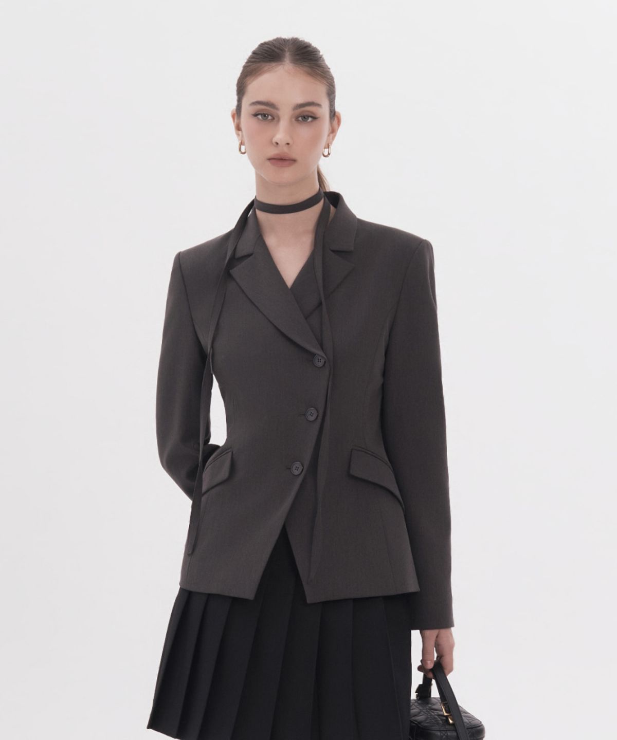 마우솔레움(MAU SOLEUM) Jane Fitted Tailored Jacket - Charcoal